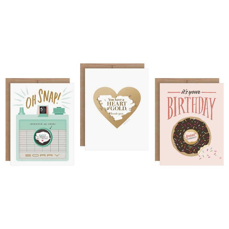 3ct Birthday Scratch-off Greeting Cards, 1 of 8