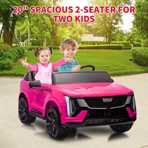 Acekool 24V Licensed Cadillac 2-Seater Kids Ride-On Car, Remote Control, Spring Suspension, LED Lights & Music, Electric Truck for Toddlers (White) - 1 of 4