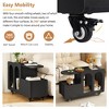 Lyngins Modern Fluted Glass Side Table – 5mm Tempered Glass, Open Storage, Lockable Wheels, End Table for Living Room, Nightstand with Arched Panels - 3 of 4