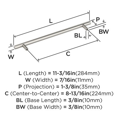 Polished Nickel 8-13/16 inch Bar Cabinet Pull
