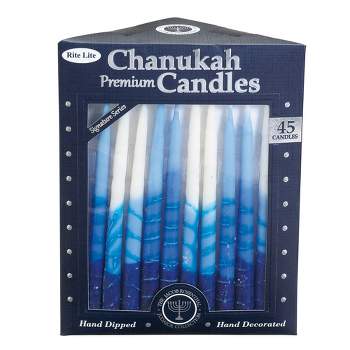 Rite Lite 45ct Premium Hand Dipped Hanukkah Candles 5" - Blue/White
