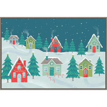 Amanti Art Fa La La I Christmas Houses by Gia Graham Canvas Wall Art Print Framed 33-in. W x 23-in. H.