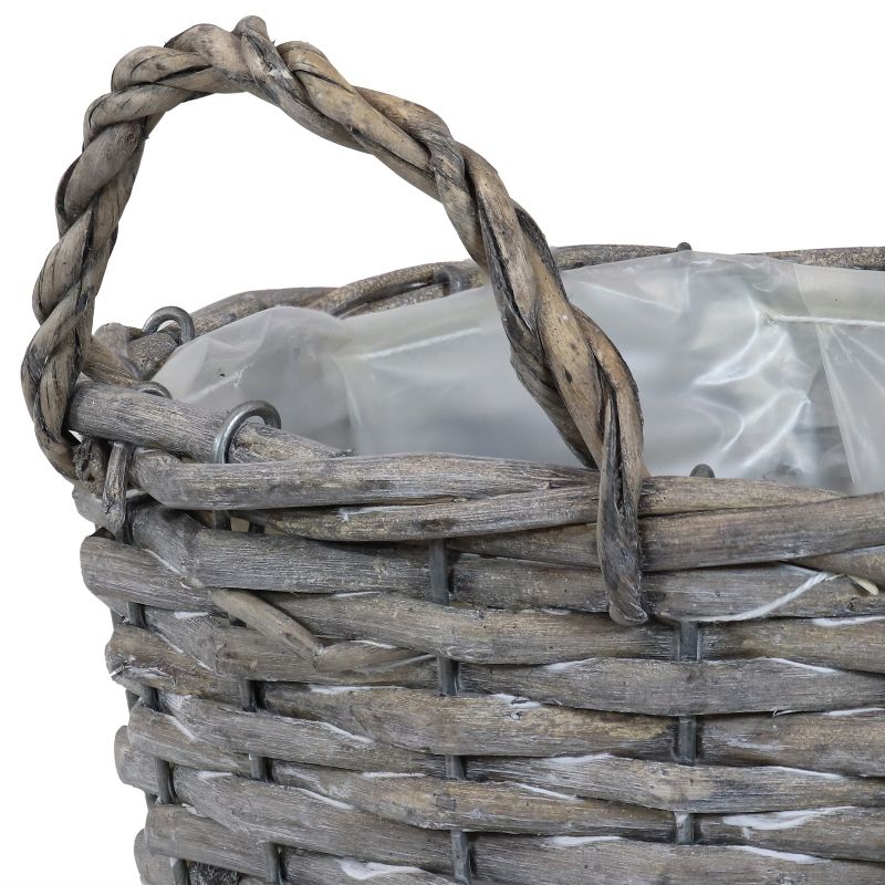 Sunnydaze Gray Willow Wicker Planter Baskets with Handles and Plastic Lining - Set of 5, 4 of 11