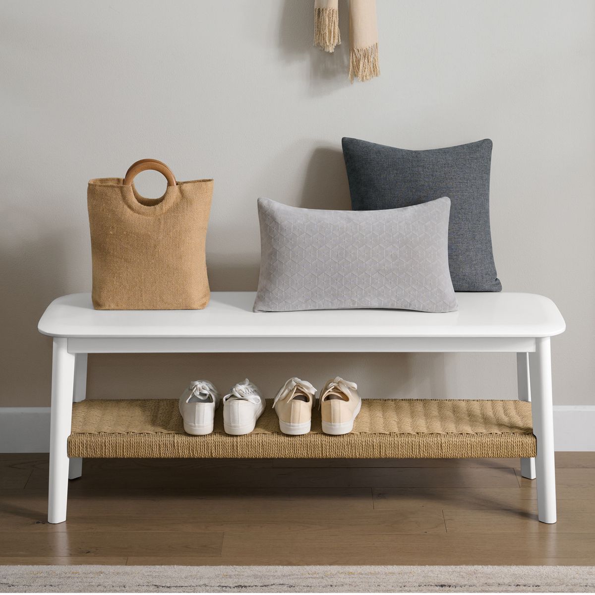 Alaterre Furniture Calais Entryway Bench, White - thumbnail 6