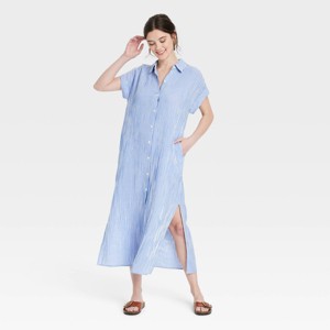 Women's Gauze Button-Front Maxi Shirtdress - Universal Thread™ - 1 of 3