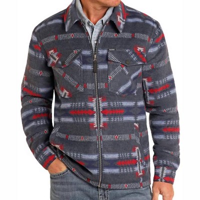 Men's Aztec Brushed Jacquard Zip Up Jacket - Rock & Roll Denim L
