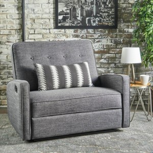 Lyngins Modern Wide Manual Recliner Chair with Upholstered Back & Footrest,Loveseat Sofa Chair for Living Room,Bedroom - 1 of 4
