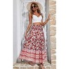 Coolmee Women's Fashion Boho Long Skirt Trendy Floral High Waist A Line Beach Skirt Vacation Outfit Maxi Skirts - 3 of 4