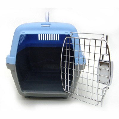 YML Small Plastic Carrier Crate for Small Animals Blue