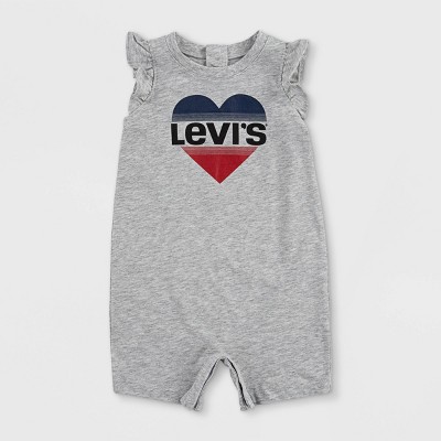 Levi's® Baby Girls' Ruffle Sleeve Romper - Light Gray Heather 3M