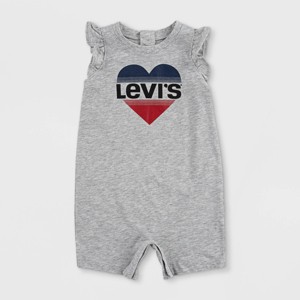 Levi's® Baby Girls' Ruffle Sleeve Romper - Light Gray Heather - 1 of 4