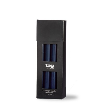 TAG Color Studio 10" Straight Taper Unscented Smokeless Paraffin Wax Candle Navy, Burn Time 10 hrs. Sold in Units of 1
