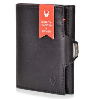 Donbolso Leather Credit Card Holder Slim Wallet for Men - Black