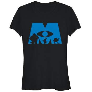 Juniors Womens Monsters Inc Logo Silhouette T-Shirt