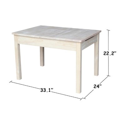 Eco-Friendly Mission Style Unfinished Wood Kids' Craft Table with Storage