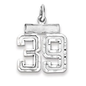 Black Bow Jewelry Sterling Silver, Varsity Collection, Small D/C Pendant, Number 39 - 1 of 4