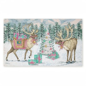 Stupell Industries Whimsy Holiday Reindeer Printed Outdoor Door Mat, design by Paul Brent, 18"x30" - 1 of 4