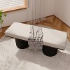 TiramisuBest Industrial Entryway Shoe Bench with Upholstered Seat & Rustic Storage, Fabric & Metal Design for Small Spaces (Antique Brown) - 3 of 4