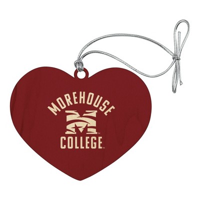 Morehouse College Maroon Tigers Logo Heart Love Wood Christmas Tree Holiday Ornament