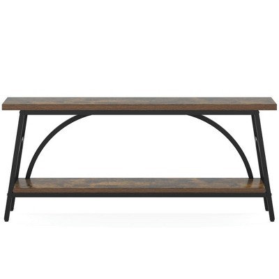 Resenkos Entryway Table, Console Sofa Table,2-Tier Console Table, 70.8" Sofa Table Hallway Table with Open Shelves,Rustic Brown