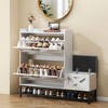 AZL1 Life Concept Shoe Rack Shoe Cabinet Entry Home with Storage Bench 2 Concealed Compartments Narrow Design for Entrance, White, 54"*21"*7" - 2 of 4