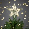 Northlight 9" Gold and White Glittered Star LED Christmas Tree Topper - Warm White Lights - 3 of 3