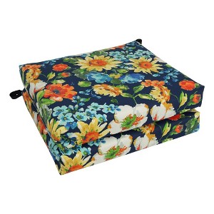 Blazing Needles, 20-inch by 19-inch Patterned Outdoor Spun Polyester Chair Cushions (Set of 2) - 1 of 2