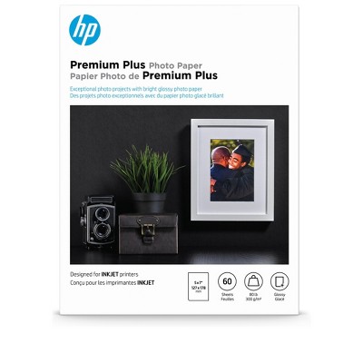 HP Inc. Premium Plus Photo Paper, Glossy, 80 lb, 5 x 7 in. (127 x 178 mm), 60 sheets CR669A