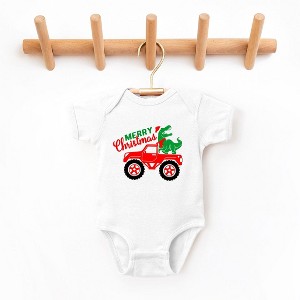 The Juniper Shop Christmas Dino Truck Baby Bodysuit - 24 Month - White - 1 of 3