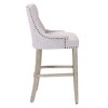 WestinTrends 24" Linen Fabric Tufted Buttons Upholstered Wingback Counter Stool - 3 of 4