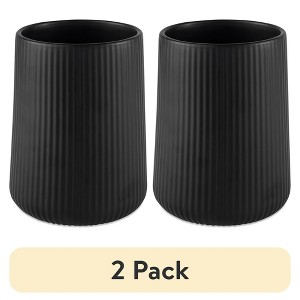 LunaLulinlk (2 pack) 6.2" Ribbed Ceramic Kitchen Utensil Holder, Black - 1 of 4