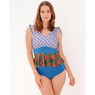 Lime Ricki Women's Block Floral Peplum