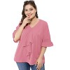 Agnes Orinda Women's Ruffle Smocked Short Sleeve V Neck Casual Summer Blouses - 3 of 4