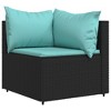 vidaXL Patio Corner Sofas with Cushions 2 pcs Black Poly Rattan - 3 of 4