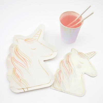 Meri Meri - Unicorn Party Supplies Collection (Plate, Napkin & Cup) - Set of 8