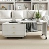 Particle Board and MDF Extendable Square Coffee Table with Swivel Top, 2 Drawers, Storage and 6 Wheels - 4 of 4