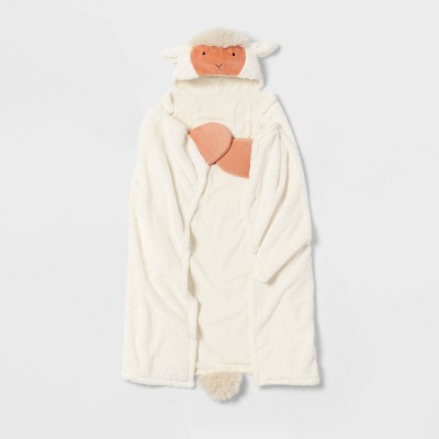 Image of Sheep Kids' Hooded Blanket White - Pillowfort™