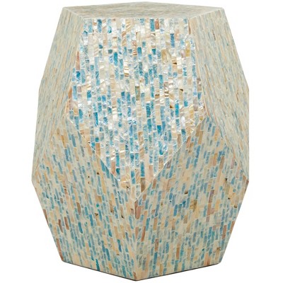 Natural Wood and Shell Round Accent Table