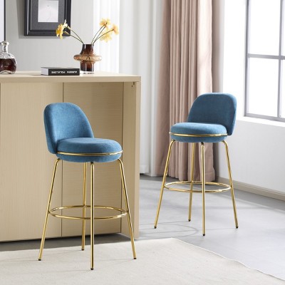 Set of 4 Counter Height Upholstered Bar Stools,Indoor Armless Counter Stools with Low Backrest,Metal Dining Room Bar Chairs-Baofuwish