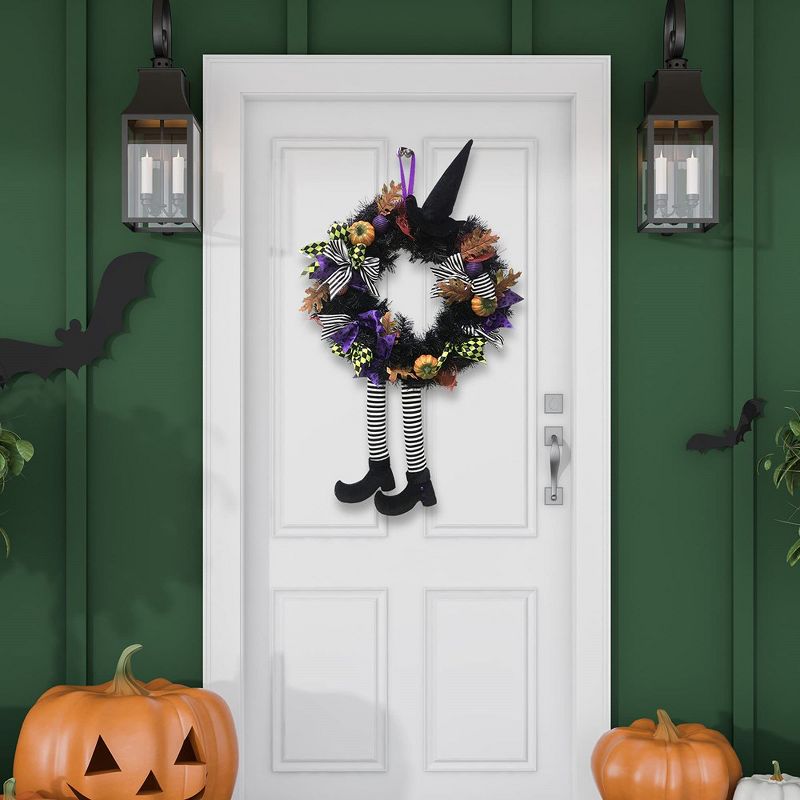 Skeleteen Halloween Witch Wreath for Indoor/Outdoor Décor - 24 in, 3 of 6