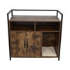 Gulches Rustic Brown Wooden Cat Litter Box Enclosure Hidden Furniture with Scratching Mat Sturdy PB MDF Melamine Black Metal Frame - 2 of 4