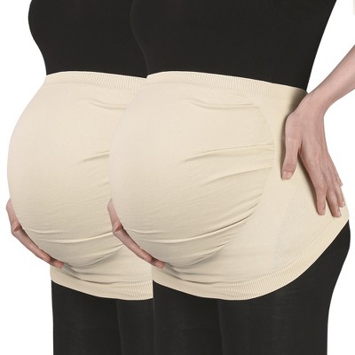 Unique Bargains Women Maternity Belly Band Pregnant Support Belly Bands Black Beige Size M 2 Pcs