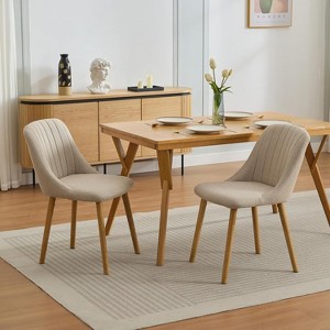 Dining Chairs Set of 2,Modern Fabric Upholstered Kitchen Side Chairs,Curved Backrest - 1 of 4