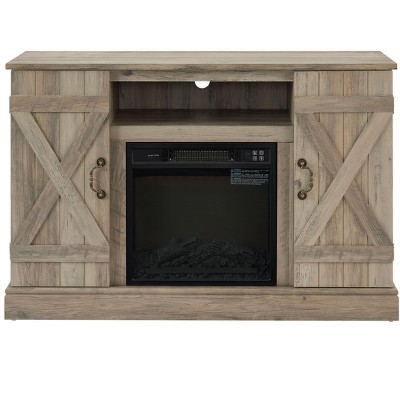 NicBex Farmhouse Fireplace TV Stand with 2 Doors & 18 Inch Fireplace Insert Entertainment Console Table for TVs Up to 50 Inch