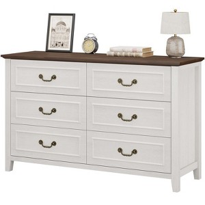 Gikpal Wooden Dresser for Bedroom, Entryway Table, Wooden Sideboard with 6 Drawers, Storage Tower Unit, Vintage Farmhouse Design, Bedroom, Living Room - 1 of 4