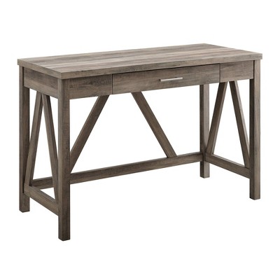 Taylen A Frame Farmhouse 1 Drawer Writing Desk Gray Wash - Saracina Home