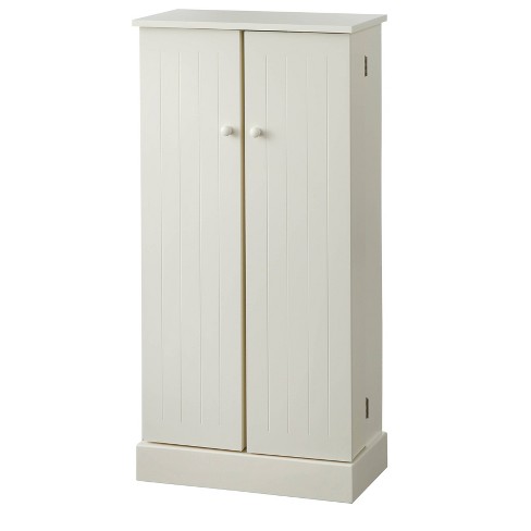 White Finish Storage Cabinet Pantry Laundry Closet Organizer Utility  Shelves