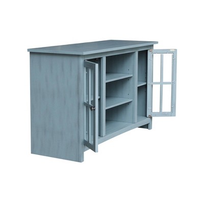 Elegant Gray 53" Solid Para Wood TV Stand with Cabinet Doors