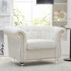 Classic Chesterfield PU Leather Armchair, Tufted Accent Chair Club Chair with Rolled Arms & Nailhead Trim – ModernLuxe - 2 of 4