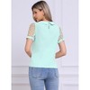 INSPIRE CHIC Women's Vintage Peter Pan Collar Puff Polka Dots Mesh Short Sleeve Blouse - 4 of 4